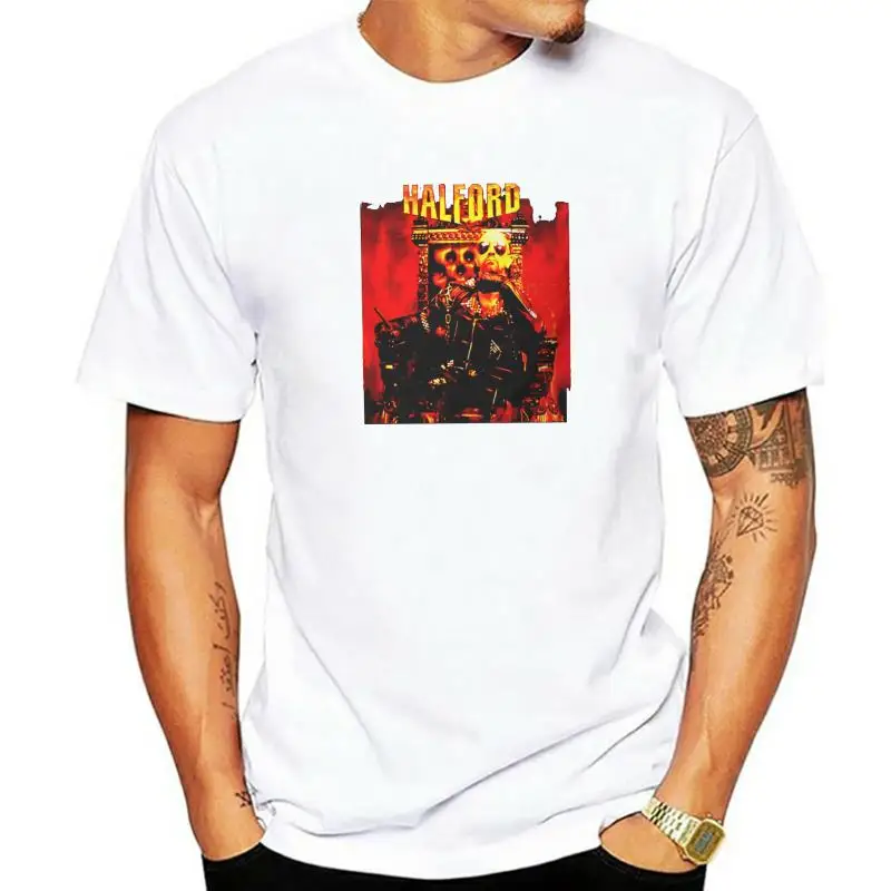 

Винтажная Мужская футболка Halford Judas Футболка "Judas Priest" для мужчин, хлопковая Футболка с круглым вырезом, футболка с коротким рукавом и ремешко...