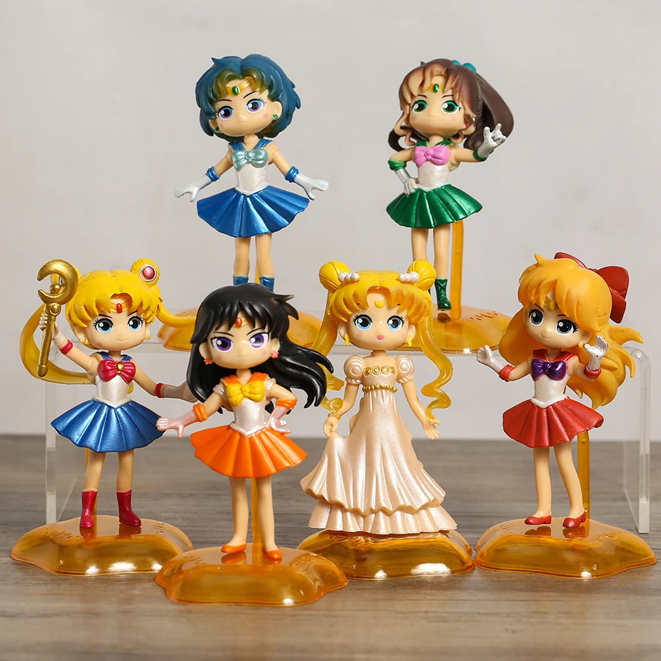 

Sailor Moon Tsukino Usagi Serenity Sailor Mercury Mars Jupiter Venus Cute Kawaii Anime Toys Figures