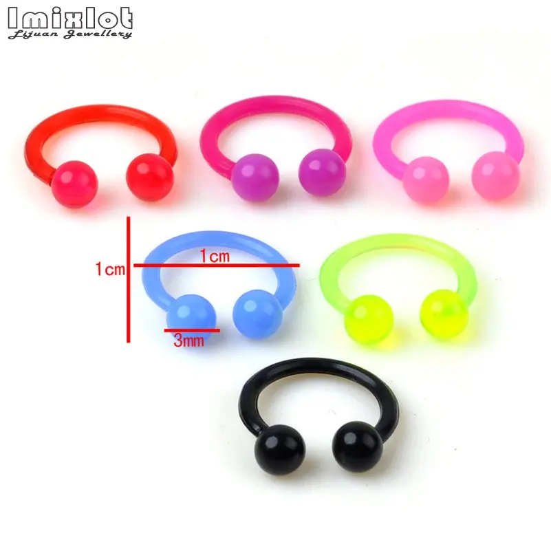 10 шт. гибкая штанга для пирсинга многоцветное кольцо языка/жима/бров/носа модное