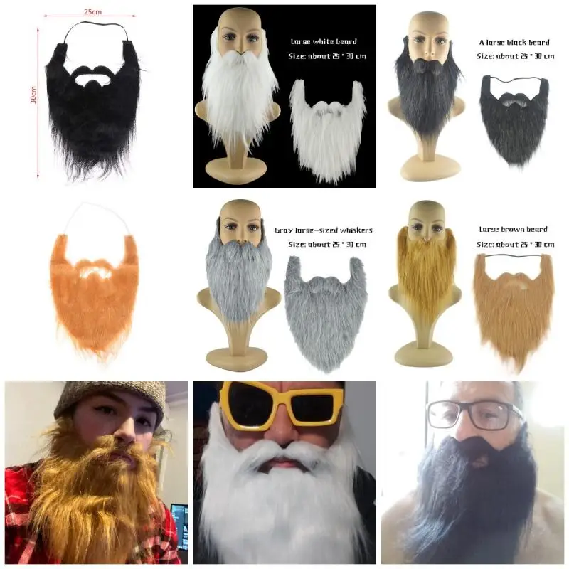 1pc DIY Fancy Dress Fake Beard Long Fluff Beards Cosplay Costume Props Simulated Beard Handmade Mustache Halloween Party Supplie