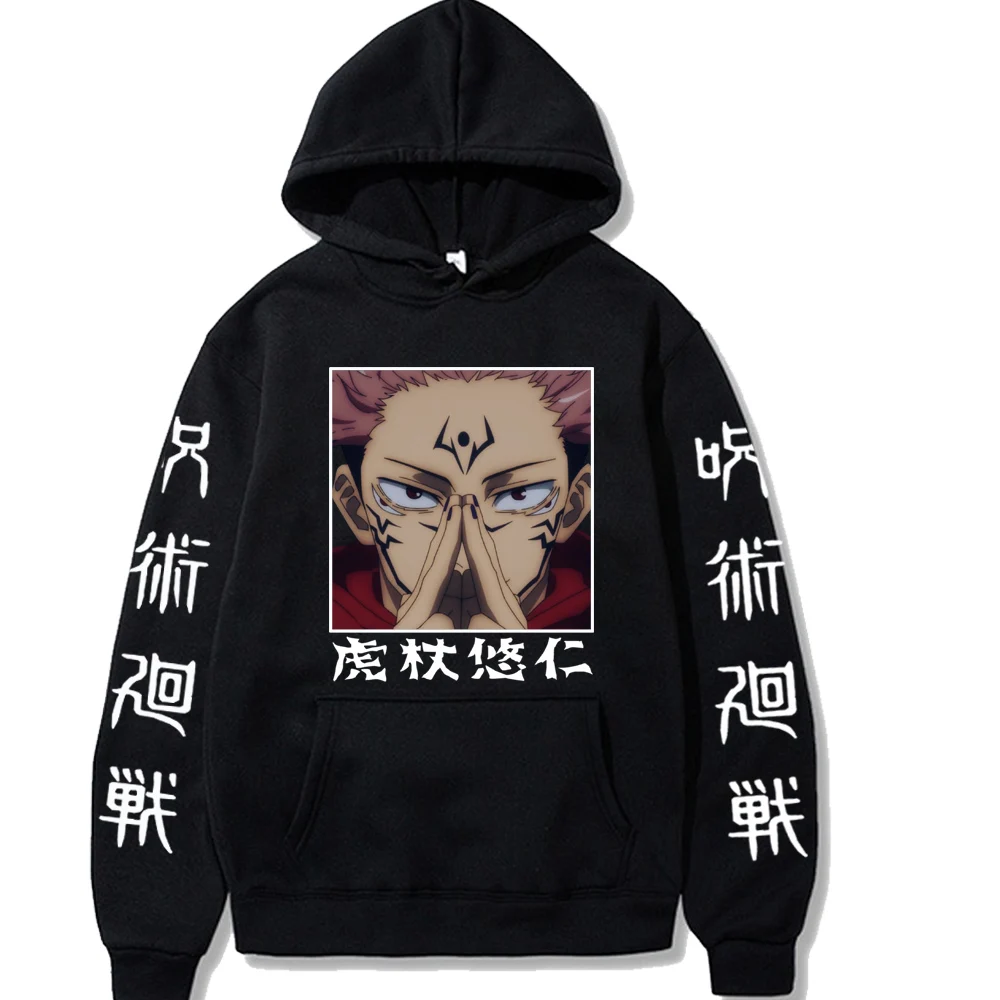 

Baju Pria Longgar Kaus Hip Hop Ala Jalanan Harajuku Itadori Hoodie Anime Jujutsu Kaisen