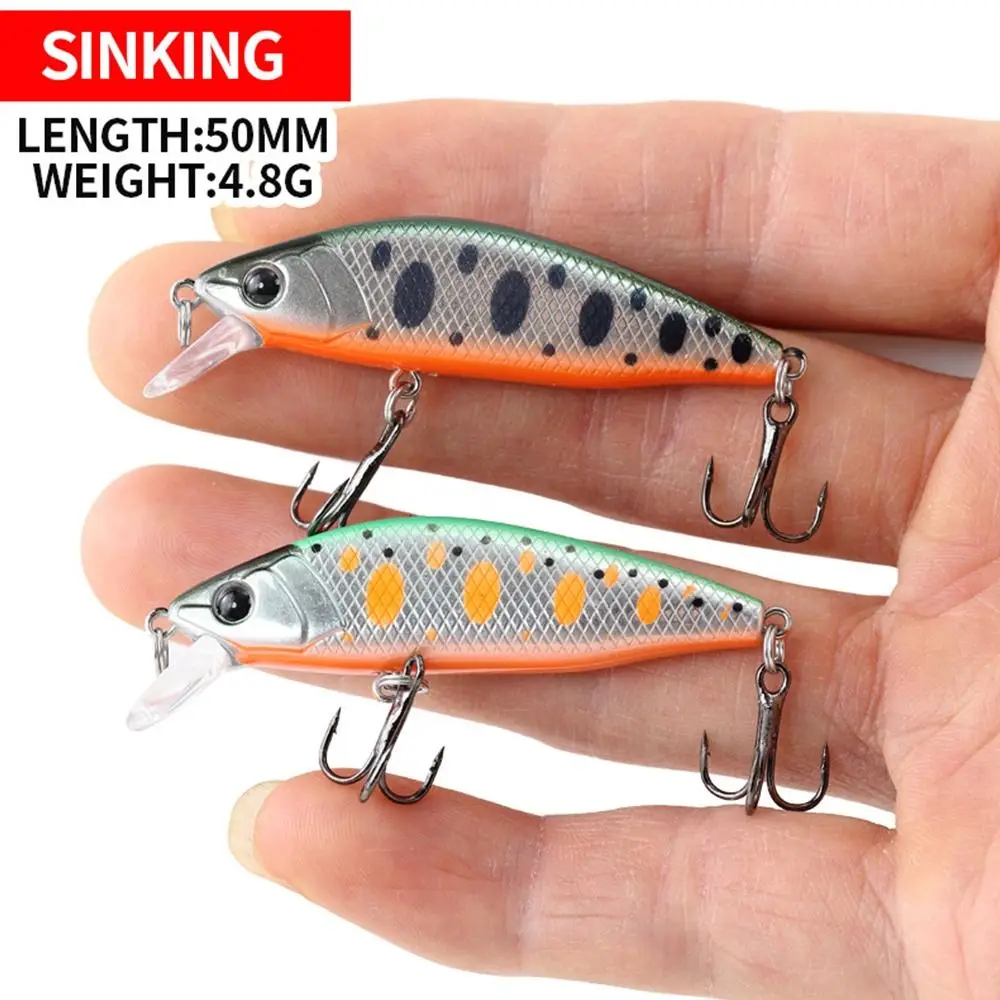 

50mm 4.8g Striped bass Crankbaits Outdoor Minnow Lures Fish Hooks Winter Fishing Sinking Minnow Baits