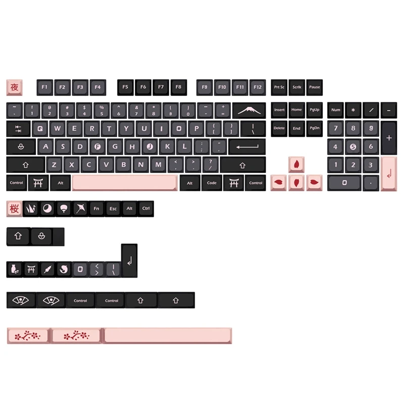 

Mechanical Keyboard Keycaps Night Cherry XDA Profile 132 Keys Dye Sub Key Caps Compatible Cherry MX DZ60 RK61 GK64 68 B36A