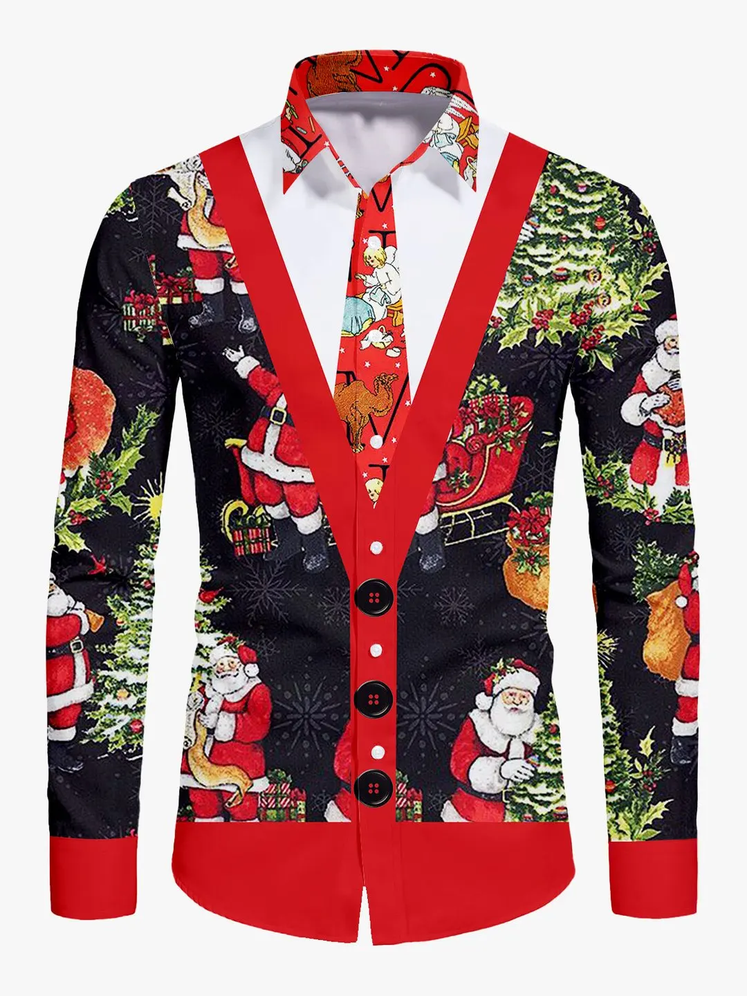 Men's Christmas Plaid 3D printed jacket long sleeve snowflake Santa Claus jacket men's shirt men's shirt 2022 new high quality