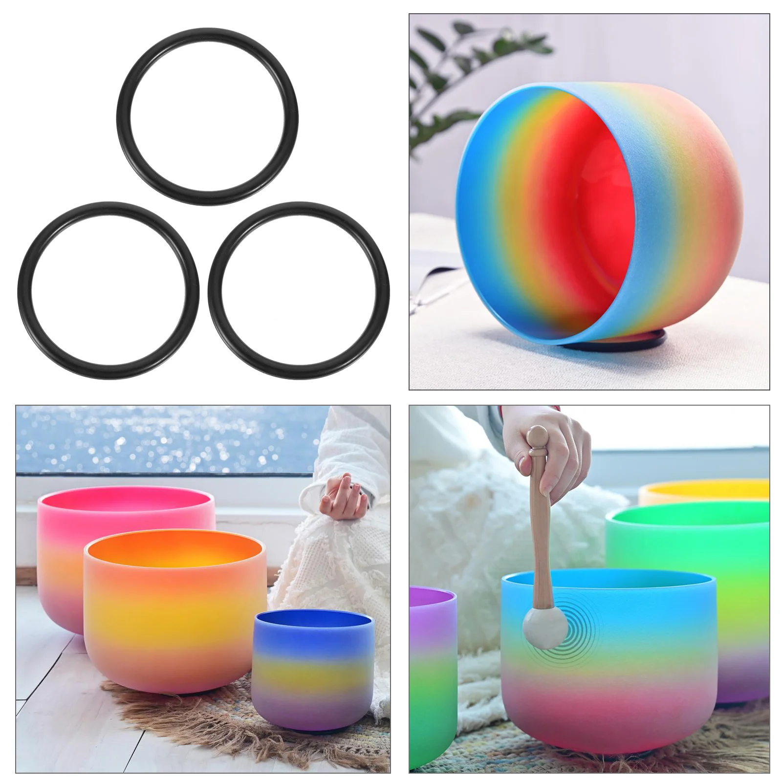 

3Pcs Bowl Rubber Cushion Crystal Bowl Pad for Bowl Using