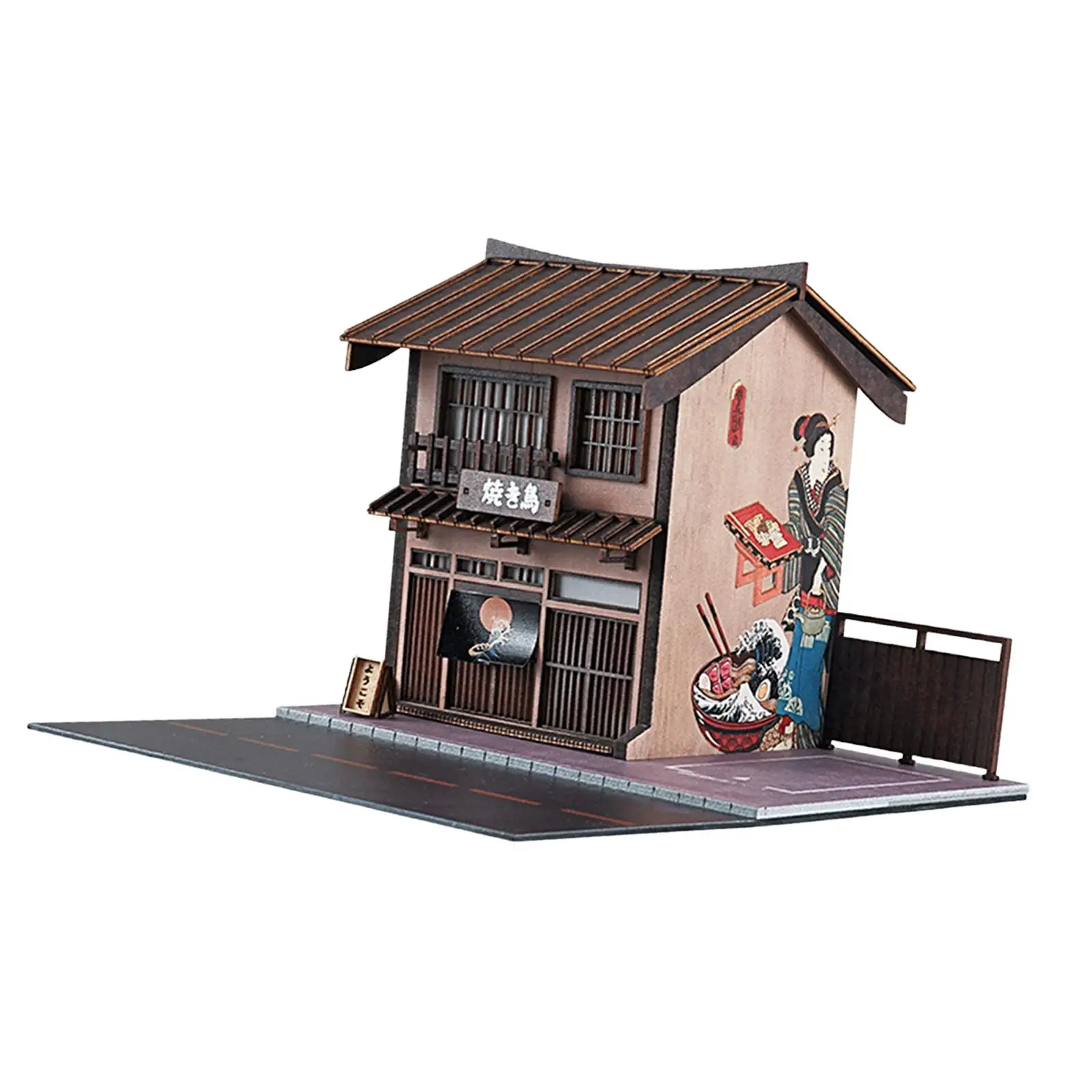 

1:64 Car Garage Diorama Model DIY Simulation with Light Ornament Diecast Car Display Stand Model Railway Set for Miniature Scene