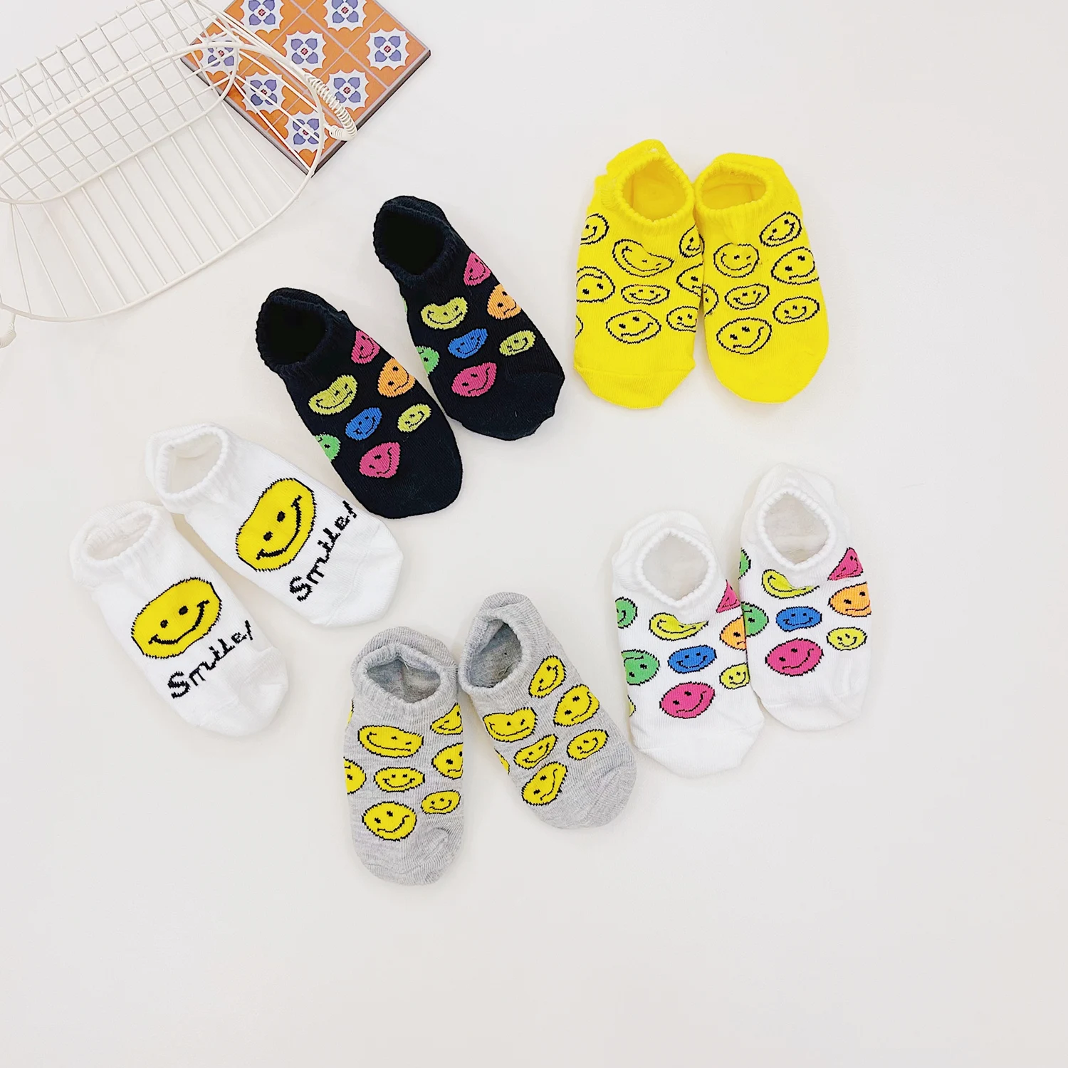 

5 Pairs/Lot Summer Kids Boat Socks Kawaii Smiley Cartoon Animal Children's Baby Socks Breathable Cotton Boys Girls Floor Socks