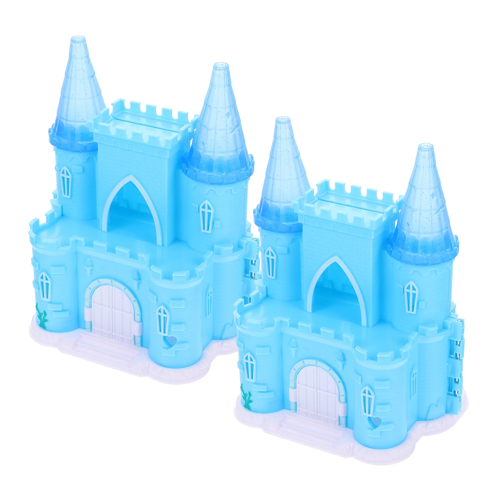 

2 Pcs Mini Toys Castle House Prop Miniature Outdoor Tools Kids Villa Model Micro Landscape Adornments Abs Shape Child