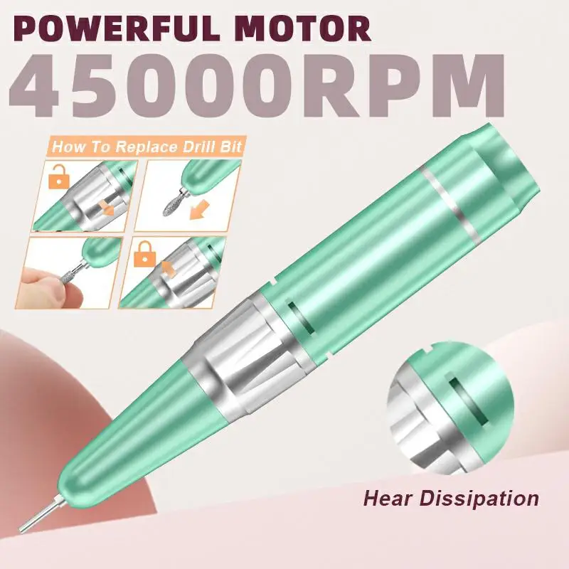 Электрическая дрель для ногтей 45000 об/мин профессиональные сверла гель-лака