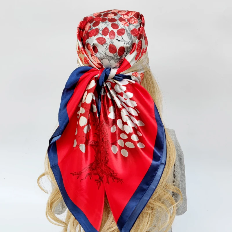 

Luxury Model Women Beach Shawls New Summer Sunscreen Silk Hijab 2023 Fashion For 90X90CM Headscarf Popular Design Square Scarves
