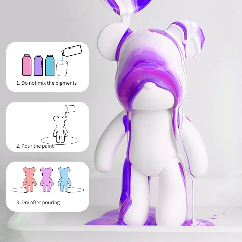 

DIY Painting Fluid Animal Bear Hand Painting Acrylic Paint Painting Home Decoration Doll Toy Statue Handicraft Decoration Gift