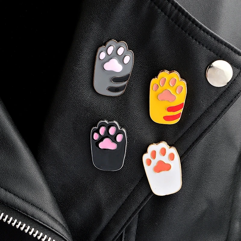 Cute Cartoon Cat Paw Brooch Collar Corsage Shirt Bag Cap Jacket Pin Badge Birthday Gift Collection Cat Lapel Pin Women Jewelry