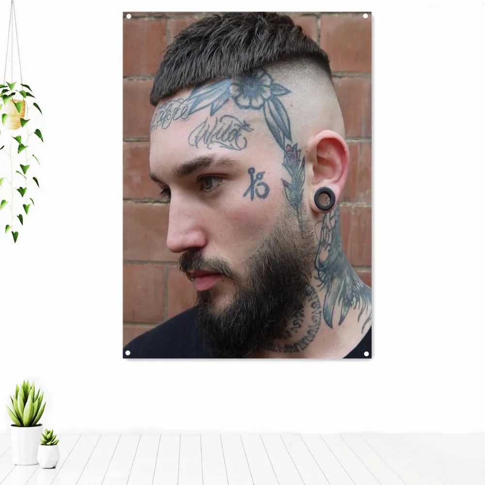

Mens Hairstyles Thick Hair Poster Barber Shop Home Decor Painting Banner Head Neck Tattoo Artwork Tapestry Wall Art Hanging Flag