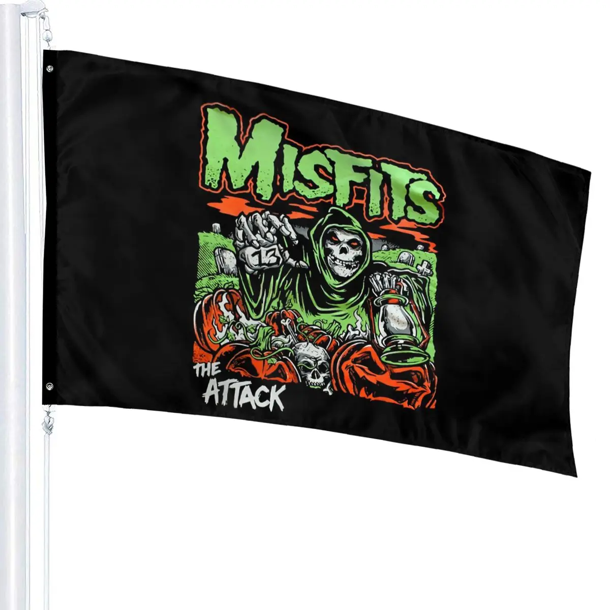 Misfits The Attack Green Skeleton мужской черный S 4Xl P1215 Юмор дышащий в продаже уличный рок флаг |
