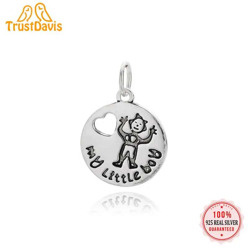 

TrustDavis Настоящее серебро 925 пробы Милый мой маленький мальчик Очаровательная подвеска ожерелье ручной работы DIY аксессуары 2022 ювелирные изд...