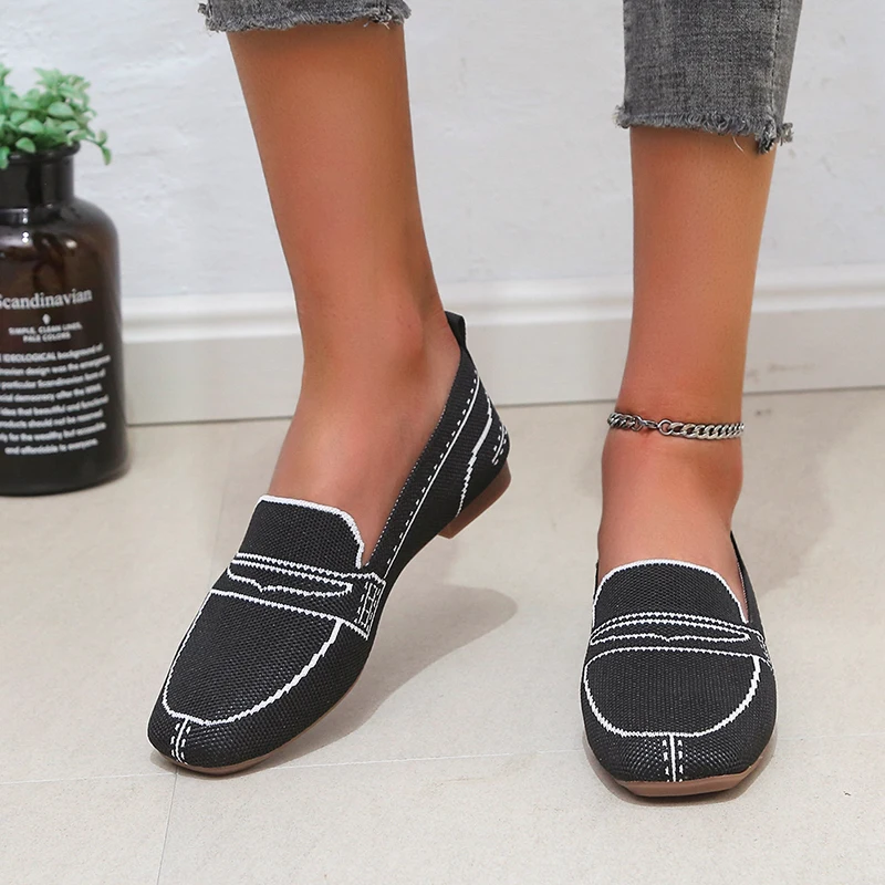 

2022 New Women's Flat Shoes Outdoor Leisure Low Upper Shoes Comfortable Walking Shoes Joker Loafer Set Foot Women's Single Shoes