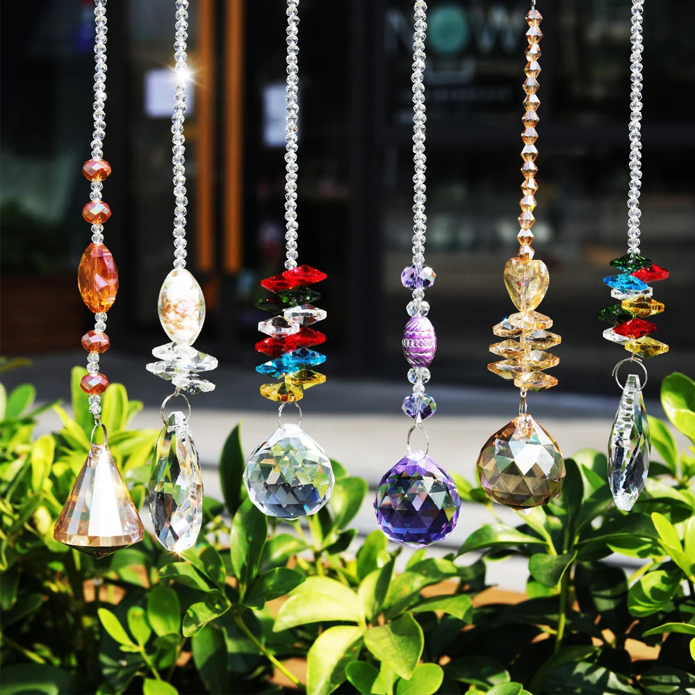 

A Set of Crystal Suncatcher Chandelier Crystal Ball Prisms Pendant Rainbow Maker Window Hanging Ornament Home Wedding Club Decor