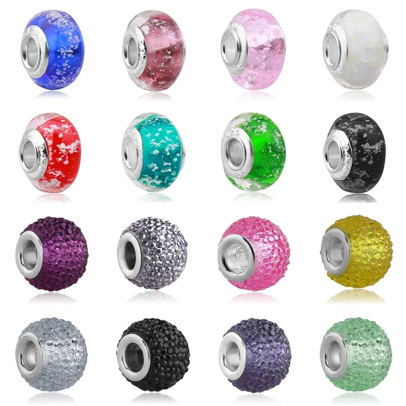 Модный Круглый рукоделие большое отверстие стеклянные бусины Spacer со светящейся