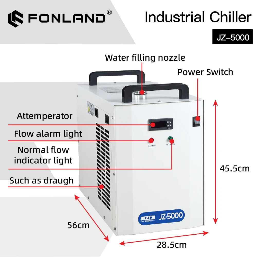 JZ-5000 Industrial Water Chiller for CO2 Laser Engraving Cutting Machine Cooling 80-100W Laser Tube DG110V AG220V enlarge