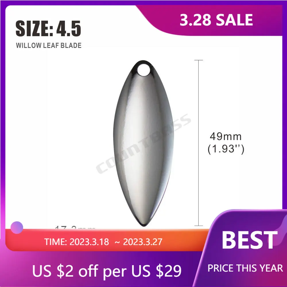 

50 шт Размер 4,5-18*49 мм никелированная сталь гладкие вертушки лопасти, Спиннер Сделай Сам приманки рыболовные приманки, снасти ремесло