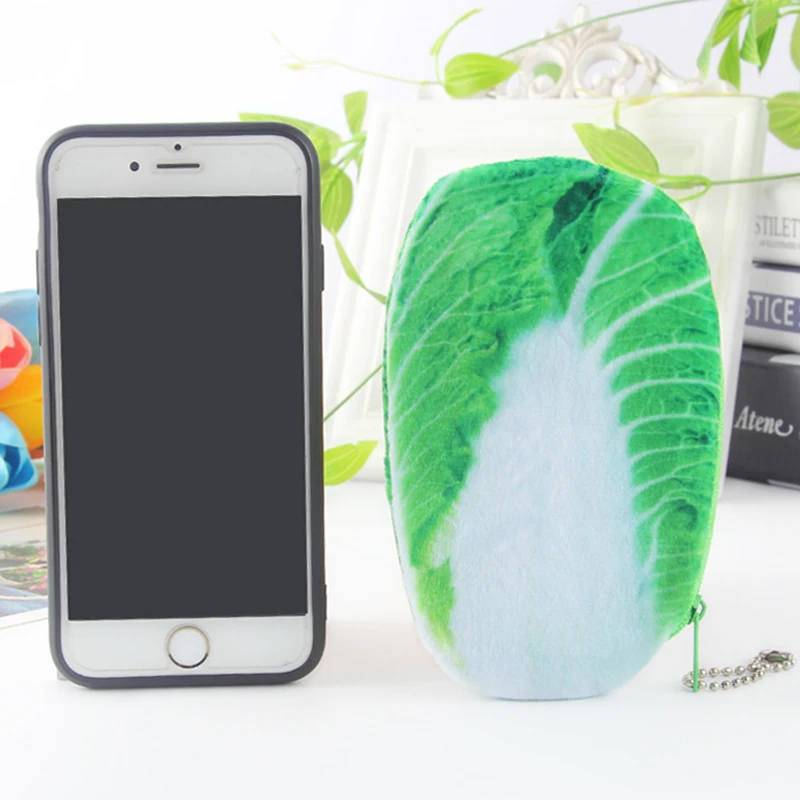 Creative Plush Mini Wallet Cute 3D Vegetable Simulation Coin Purse Headphone Small Wallet Women Bag Accessories Key Storage Bag