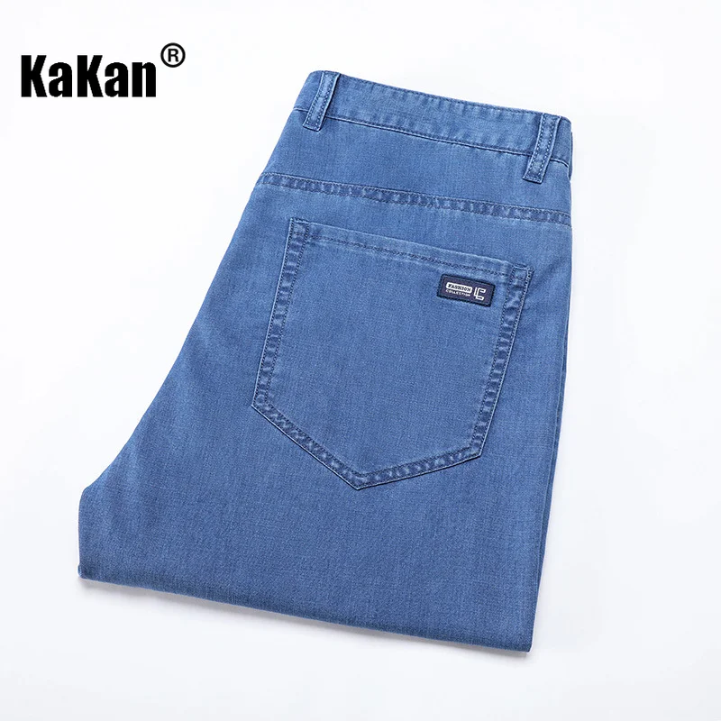 Kakan - New Summer Thin Jeans for Men, Loose Straight Stretch Youth Casual Versatile Over Knee Capris Jeans K42-635