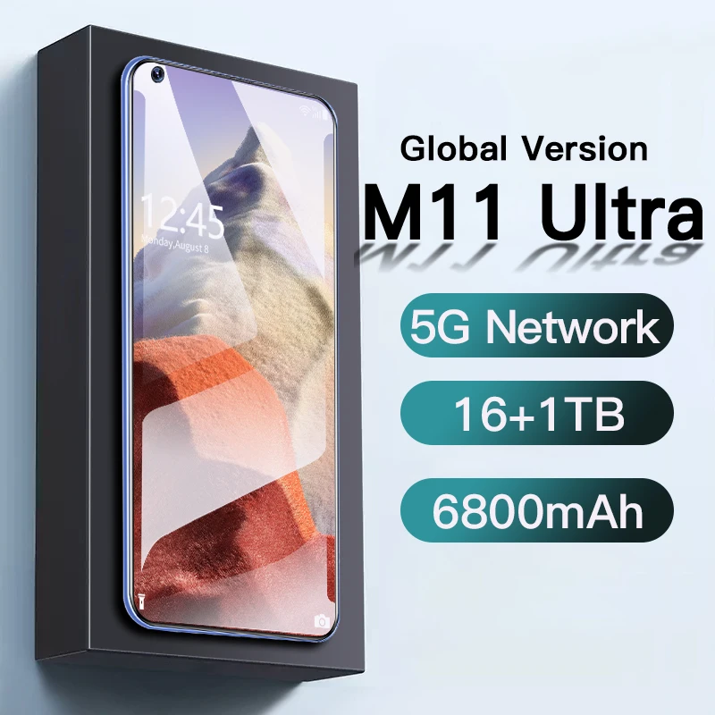 Global Version M11 Ultra Smartphones Android 7.3 inch Mobile Phones 16GB RAM 1TB ROM 24+48MP Camera Unlocked 4G 5G Cell Phone