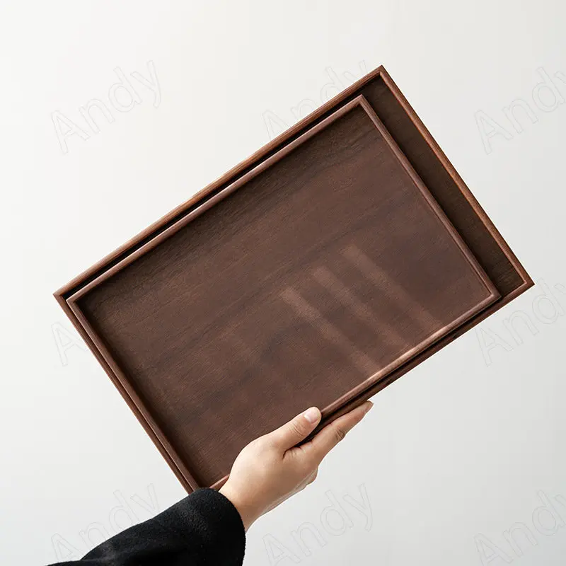

Black Walnut Wood Storage Tray Handmade Advanced Bedroom Cosmetic Container Living Room Desktop Fruit Organizer Home Decoration