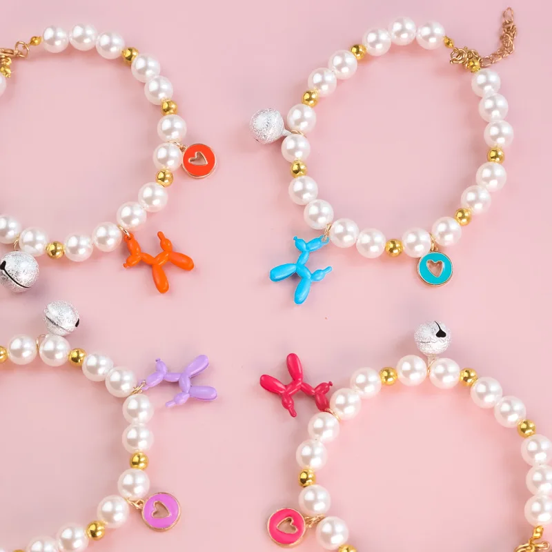 

8 Colors Dog Pendant Pet Necklace New Pearl Hollow Love Pendant Cat Dogs Collar For Samll Medium Cute Collar Supplier