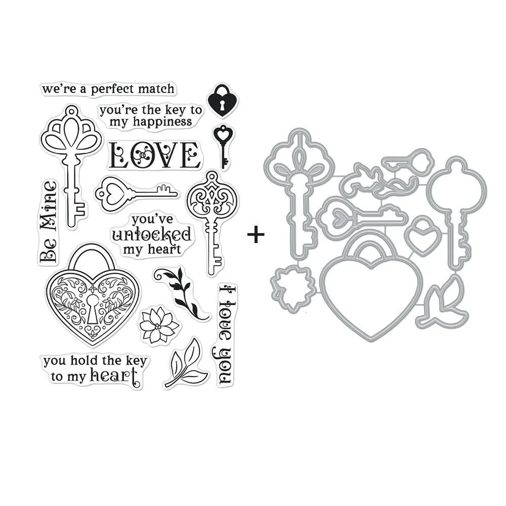 

Valentine's Day Love Lock 2022 New Clear Stamps and Cutting Dies Scrapbooking For Paper Making Embossing Frame Card Craft