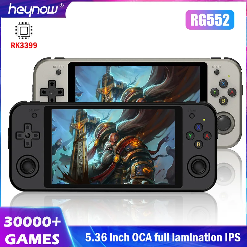 

Консоль игровая ручная HEYNOW RG552 в ретро стиле, процессор RK3399, сенсорный IPS-экран 5,36 дюйма, двойная система, 4 ГБ/64 ГБ, Android OS, HD, Wi-Fi