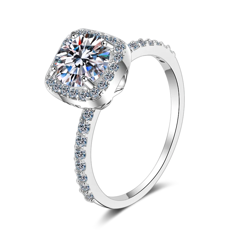 

Aisne Real 1ct 2ct VVS D Color Moissanite Wedding Rings For Women Top Quality White Gold Color 925 Sterling Silver Jewelry Ring