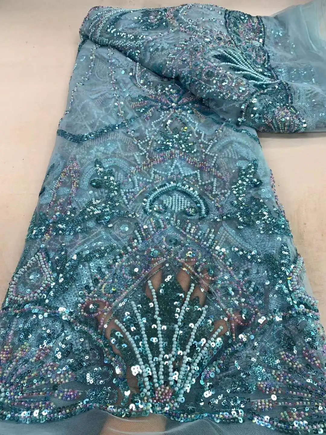 Африканская кружевная ткань для жениха 2024 высокое качество французские 3D бусины