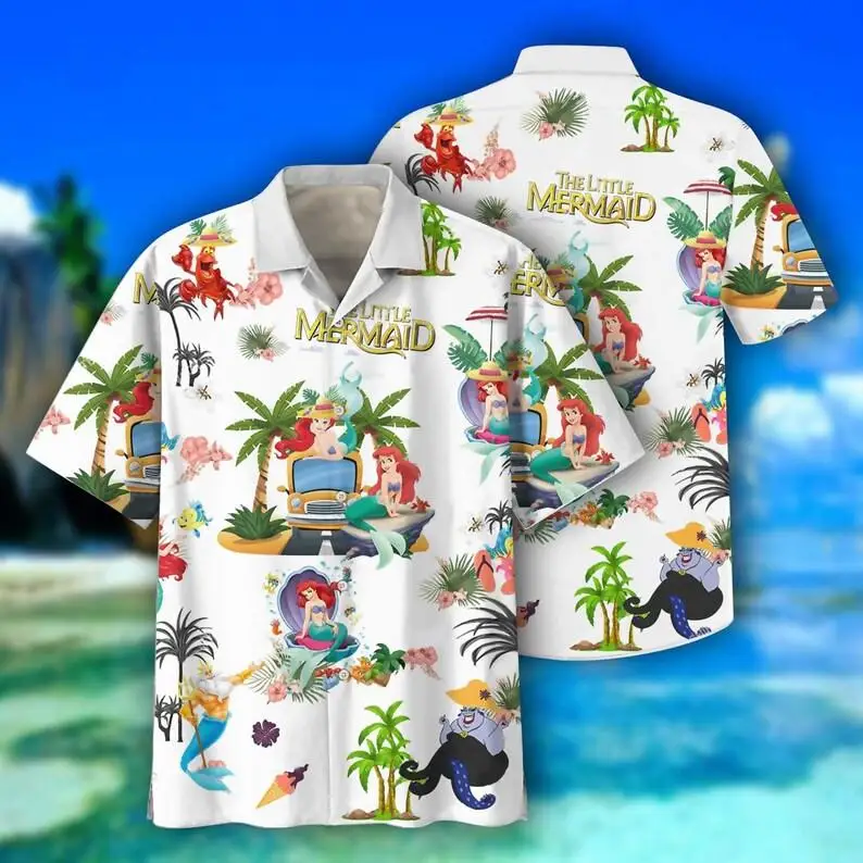

The Little Mermaid Hawaiian Shirt Men Women Ariel Princess Hawaiian Shirt Disney Hawaiian Shirt Retro Button Short Sleeve Shirt