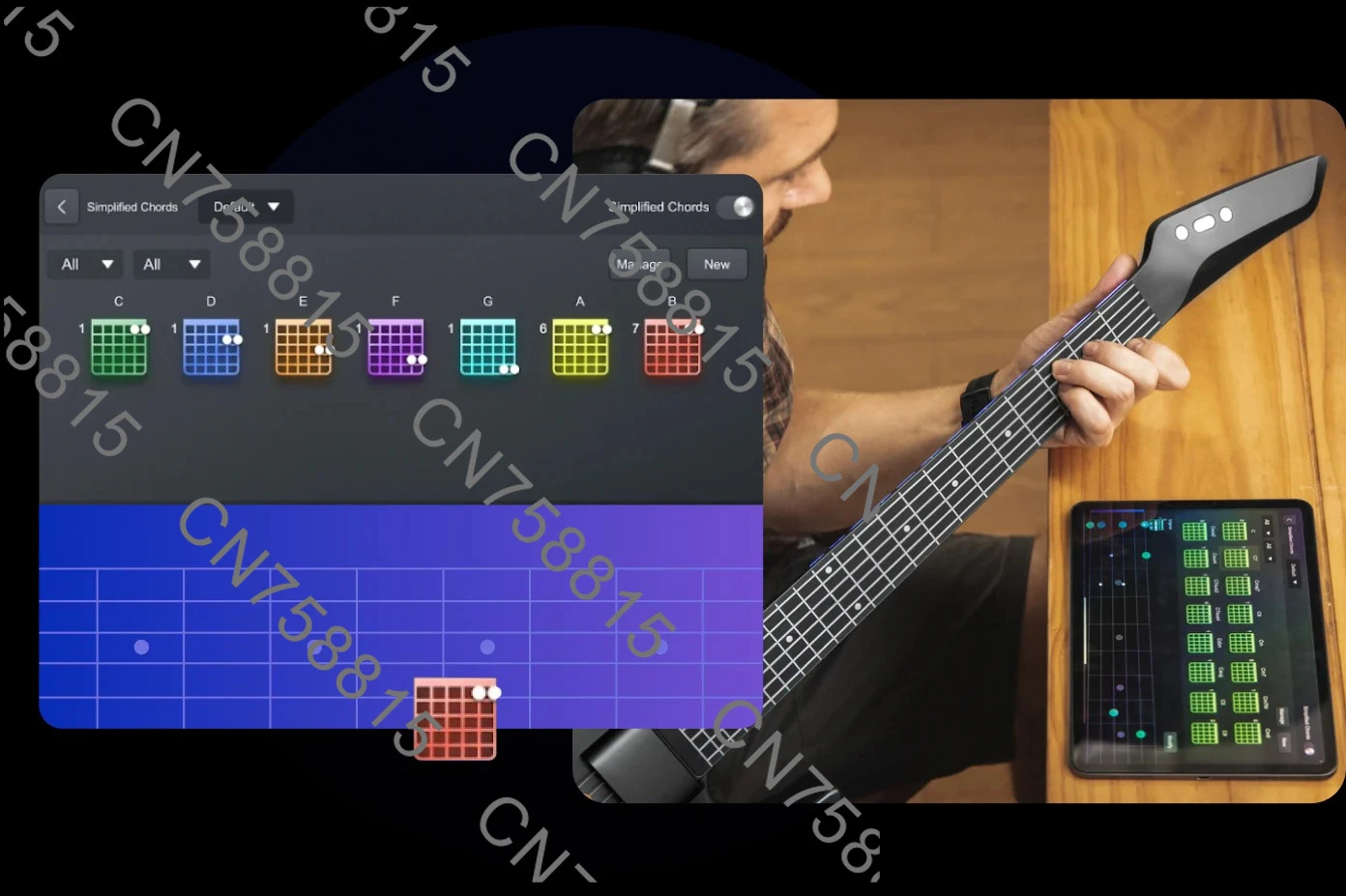 8 звуковых эффектов и USB MIDI, для умной силиконовой гитары AeroBand с Bluetooth-подключением (art.: 3920d9e24243f) - 3920d9e24243f