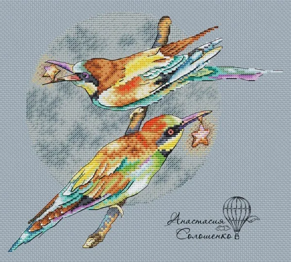 Набор для вышивки счетным крестом Gold Collection украшения Санта-Клауса Windswept два птицы
