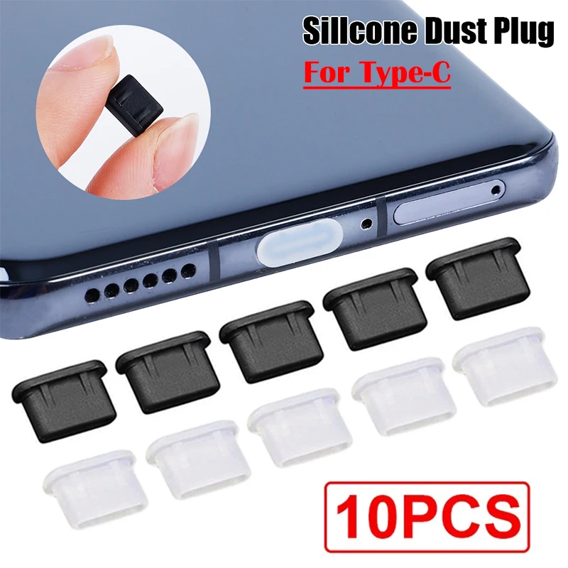 

10Pcs Type-C Silicone Dust Plugs Smart Phone USB Charging Port Protector Cover Type C Anti-dust Cap for Samsung Xiaomi Huawei