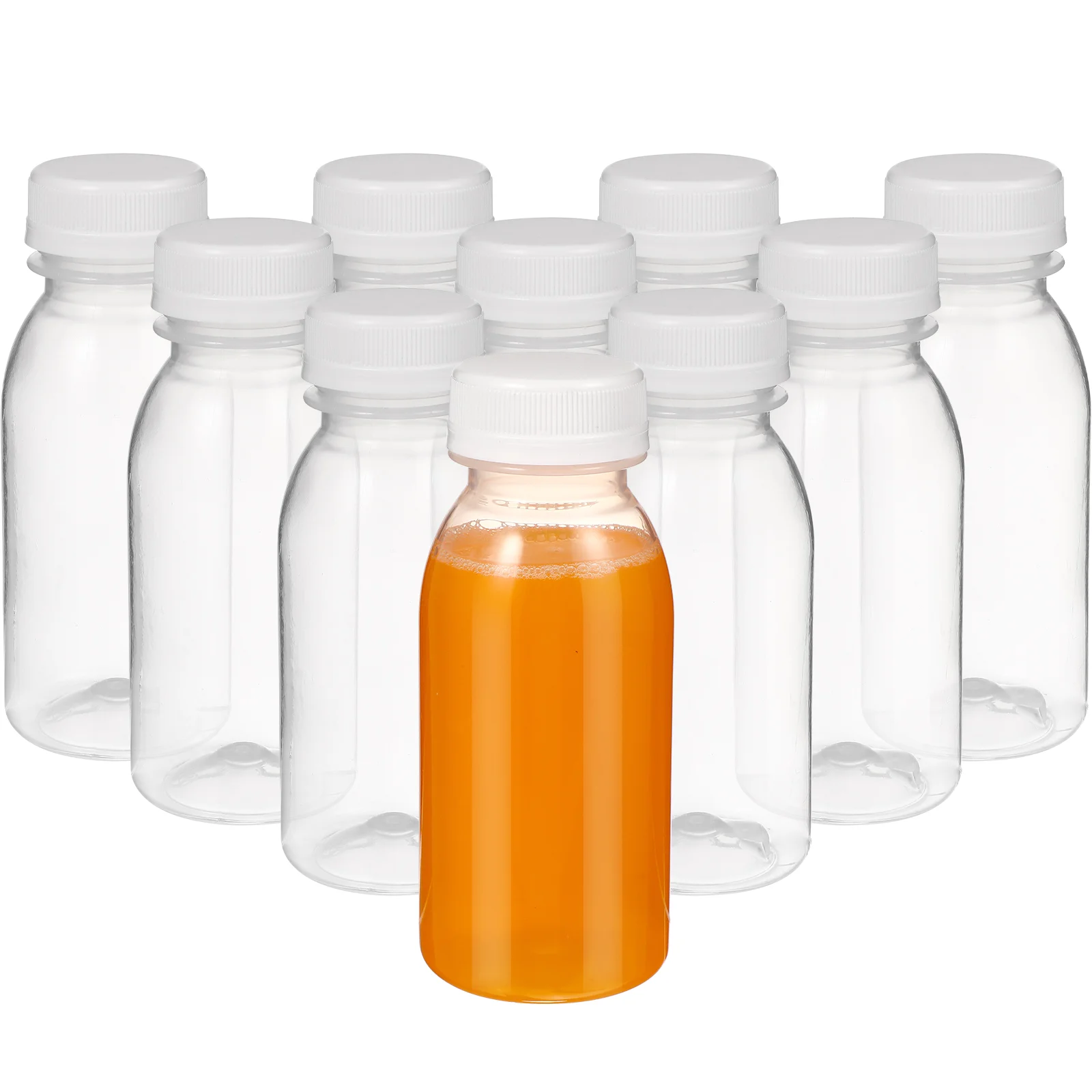 

10pcs Juice Bottles Milk Bottles Beverage Bottles Transparent Bottles with Lid