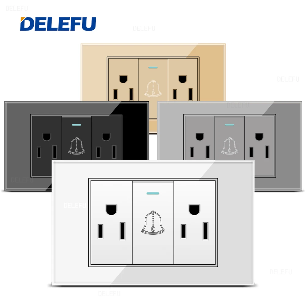 Панель из закаленного стекла DELEFU американская стандартная розетка 118*74 мм