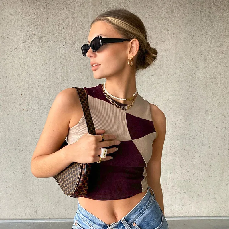 

Summer New Collision Color Stitching Sleeveless Undershirt Female 2023 Fashion Versatile Simple Undershirt Tops Women