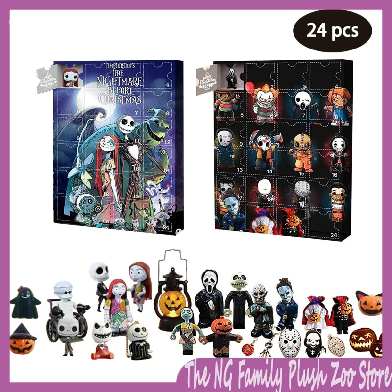 

2023 Хэллоуин, 24 Отверстия, календарь с обратным отсчетом, искусственная аниме игрушка, фигурка, Готическая атмосфера ужаса, детская игрушка, детский подарок