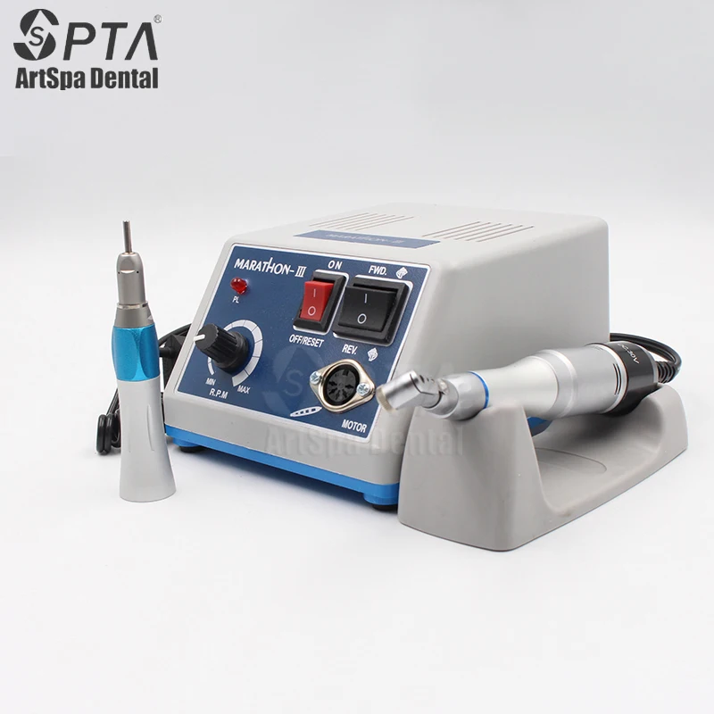 SPTA Dental Lab Micromotor Polisher Handpiece With Contra Angle & Straight Turbine SEAYANG MARATHON 3 Dentist Electric Motor