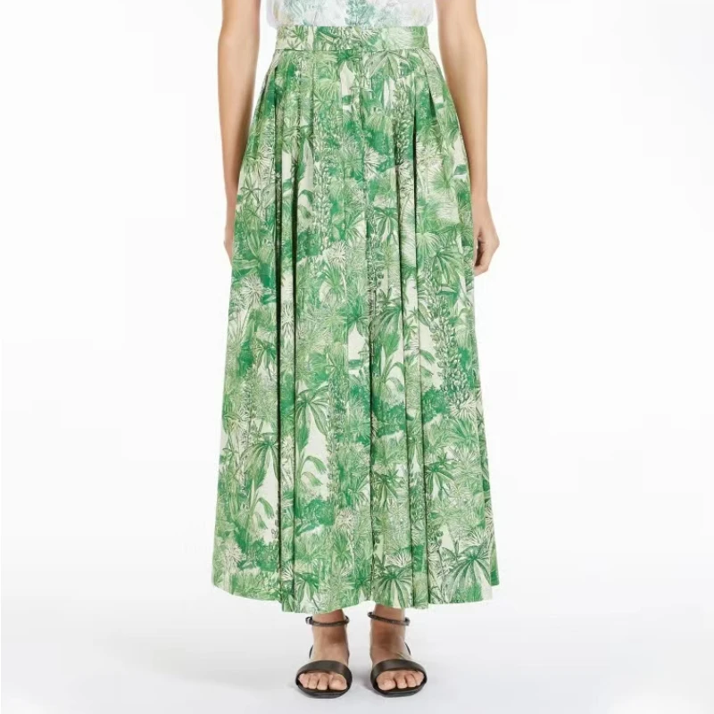 

Новинка лета 2023, из хлопкового поплина, зеленая женская модель с принтом