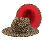 Шляпа-федора с леопардовым рисунком для мужчин и женщин, джазовые кепки, ковбойская в стиле пэчворк, Зимняя Красная с широкими полями для мужчин и женщин