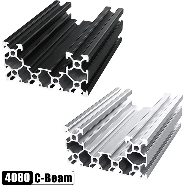 

2/4pcs 4080 C-Beam Aluminum Profile Extrusion 100mm-1500mm Linear Rail for CNC 3D Printer Silver Black