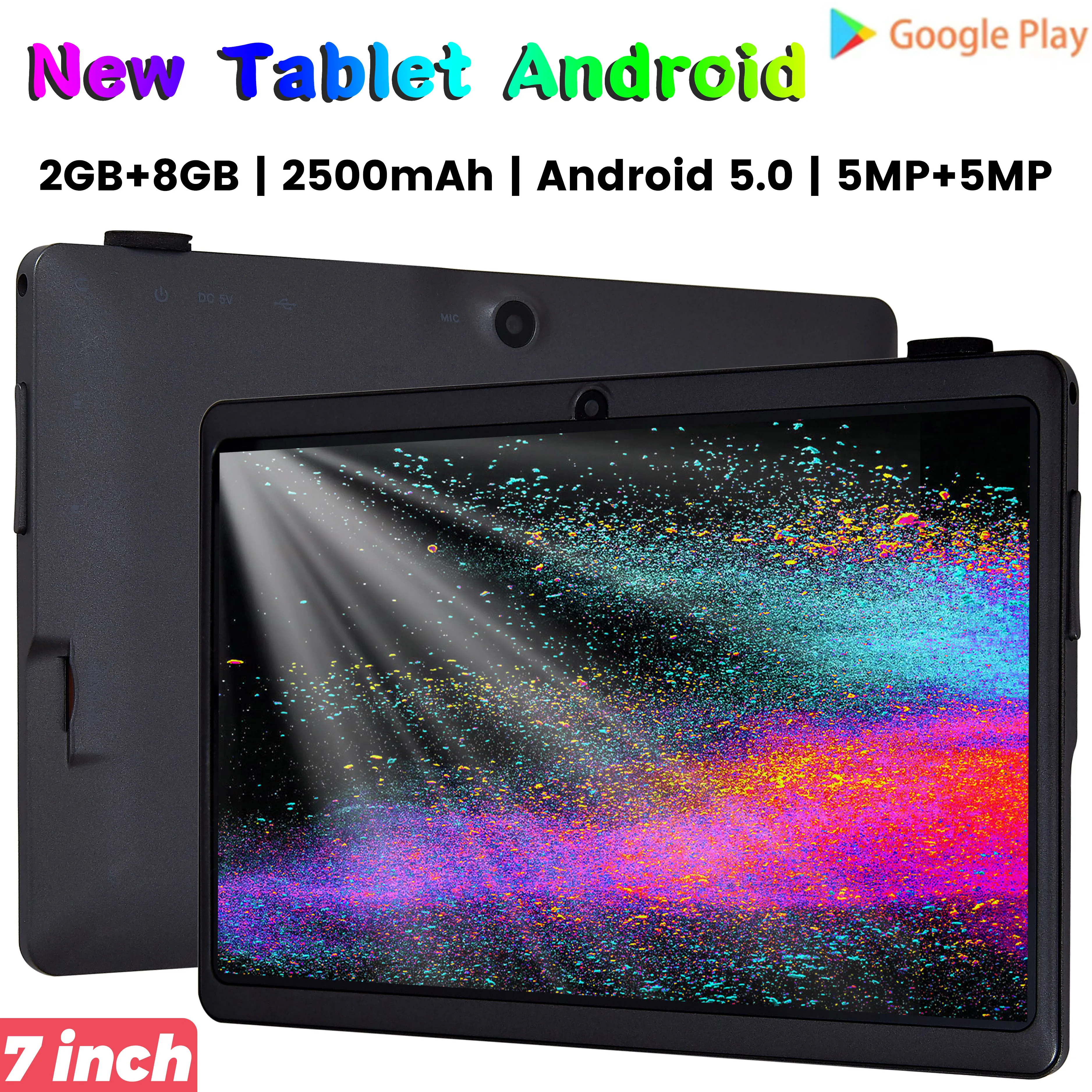 

2023 Global Version 7.0 Inch Tablet Android 2GB Ram 8GB Rom Quad Core Android 5.0 PC Network 5.0MP Bluetooth Full screen