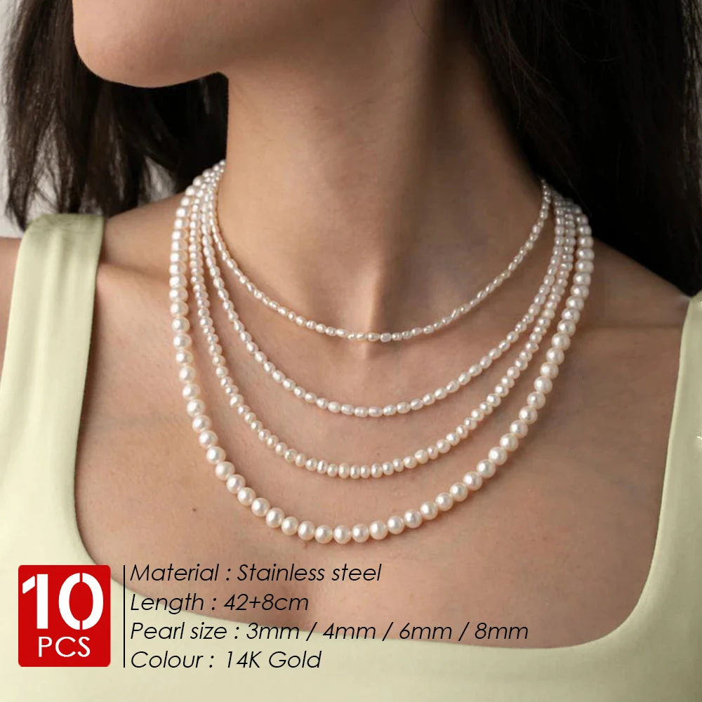 eManco ожерелье из нержавеющей стали с искусственным жемчугом