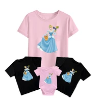 disney cinderella princess graphic family matching t shirt new cute kids short sleeve unisex adult casual baby romper
