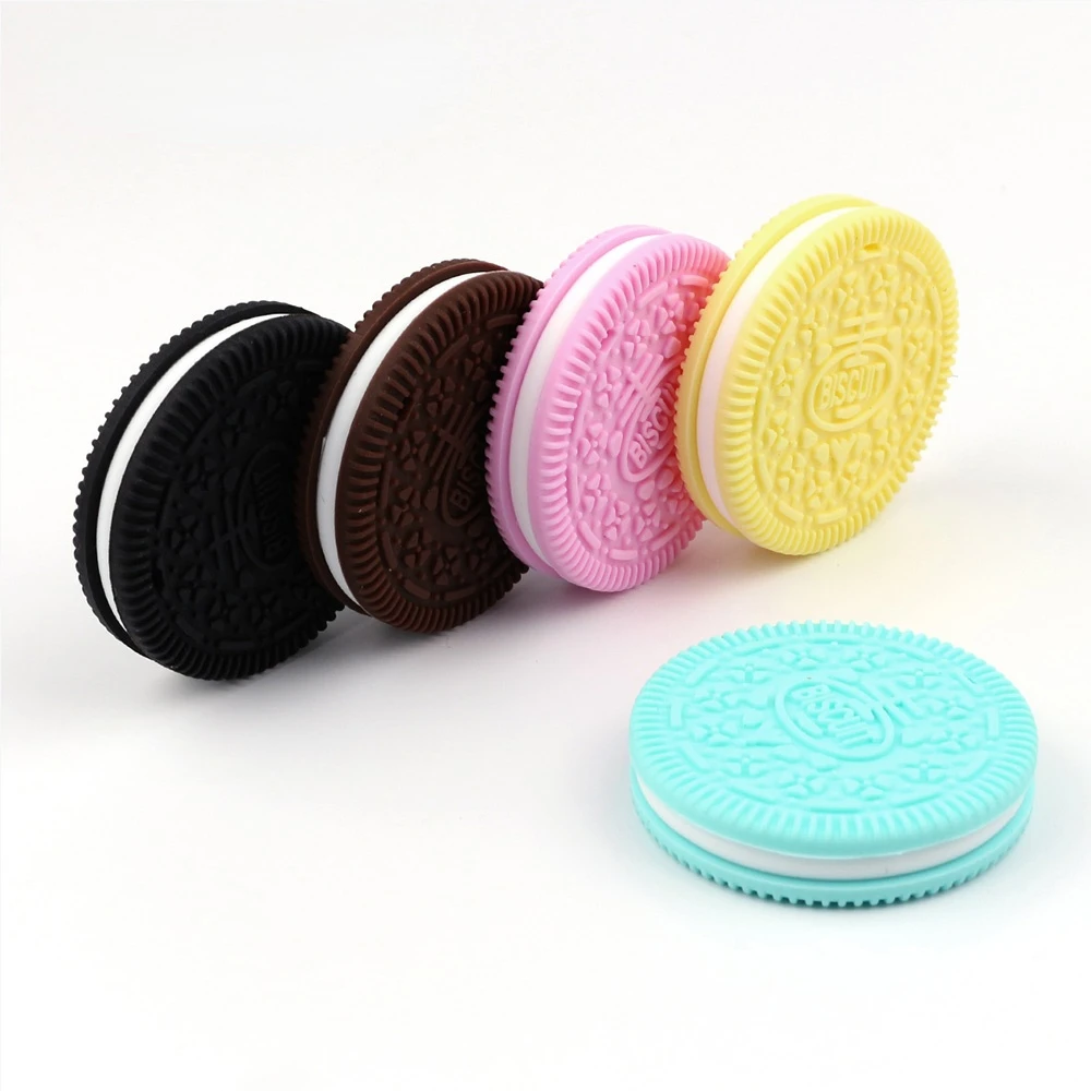 

1pc Baby Silicone Teether Chocolate Biscuits Shaped BPA Free Food Grade Cookies Christmas Gifts