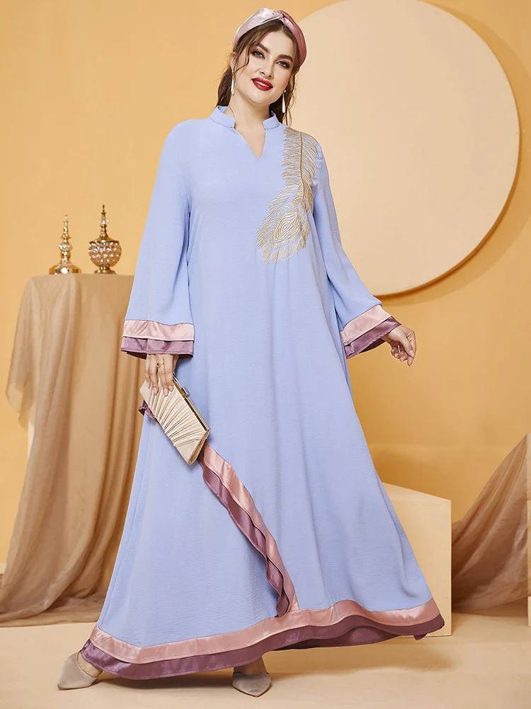 

TOLEEN Women Plus Size Maxi Dresses 2023 Luxury Chic Elegant Long Sleeve Casual Abaya Muslim Turkish Evening Party Robe Clothing
